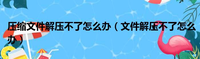 压缩文件解压不了怎么办（文件解压不了怎么办）