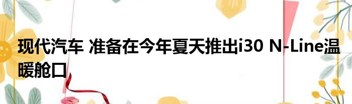 现代汽车 准备在今年夏天推出i30 N-Line温暖舱口