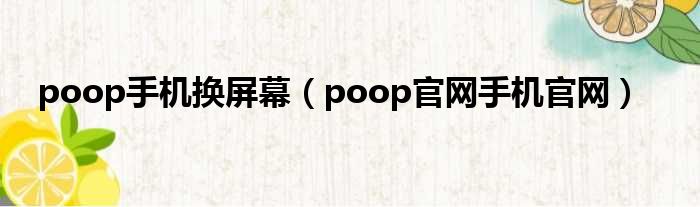 poop手机换屏幕（poop官网手机官网）