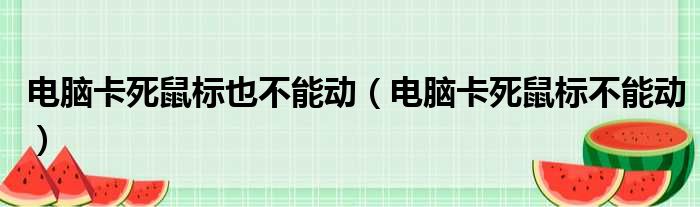 电脑卡死鼠标也不能动（电脑卡死鼠标不能动）