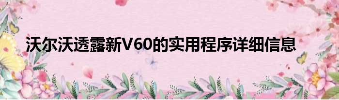 沃尔沃透露新V60的实用程序详细信息