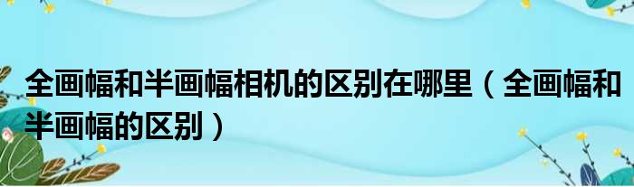 全画幅和半画幅相机的区别在哪里（全画幅和半画幅的区别）