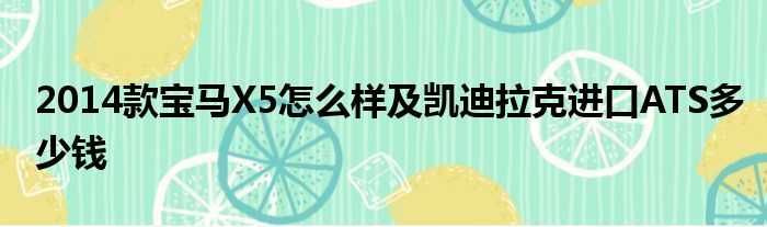 2014款宝马X5怎么样及凯迪拉克进口ATS多少钱