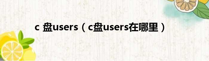 c 盘users（c盘users在哪里）