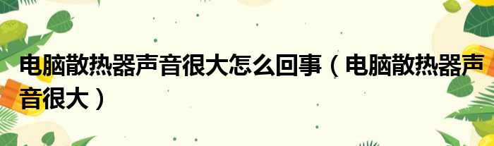 电脑散热器声音很大怎么回事（电脑散热器声音很大）