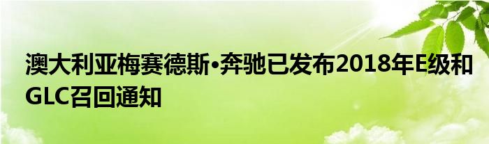 澳大利亚梅赛德斯·奔驰已发布2018年E级和GLC召回通知