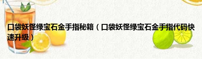 口袋妖怪绿宝石金手指秘籍（口袋妖怪绿宝石金手指代码快速升级）