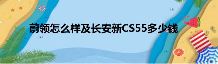 蔚领怎么样及长安新CS55多少钱