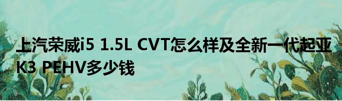 上汽荣威i5 1.5L CVT怎么样及全新一代起亚K3 PEHV多少钱