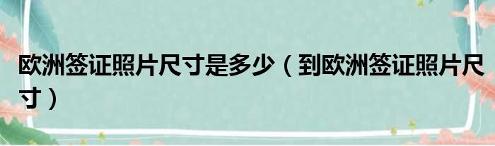 欧洲签证照片尺寸是多少（到欧洲签证照片尺寸）