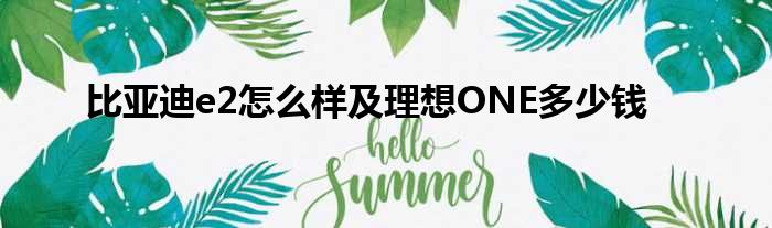 比亚迪e2怎么样及理想ONE多少钱