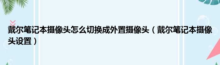 戴尔笔记本摄像头怎么切换成外置摄像头（戴尔笔记本摄像头设置）