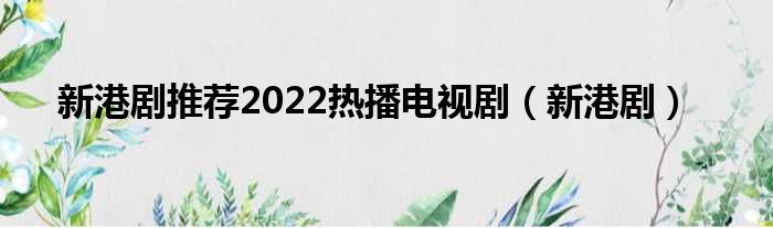 新港剧推荐2022热播电视剧（新港剧）