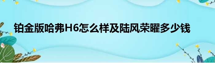 铂金版哈弗H6怎么样及陆风荣曜多少钱