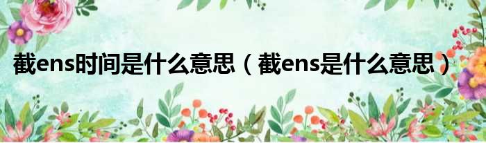 截ens时间是什么意思（截ens是什么意思）