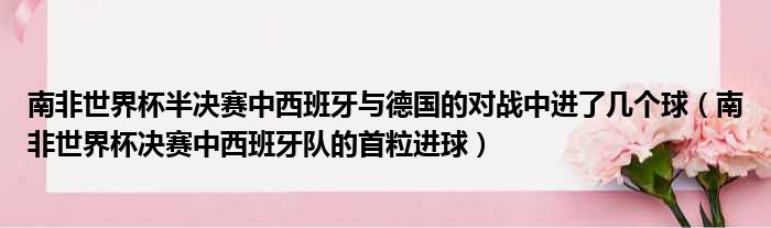 南非世界杯半决赛中西班牙与德国的对战中进了几个球（南非世界杯决赛中西班牙队的首粒进球）