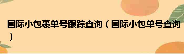 国际小包裹单号跟踪查询（国际小包单号查询）