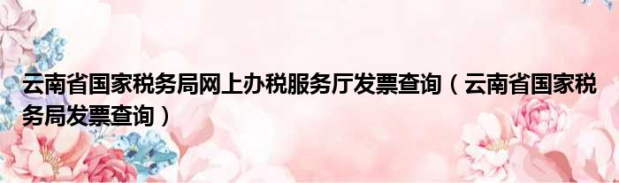 云南省国家税务局网上办税服务厅发票查询（云南省国家税务局发票查询）