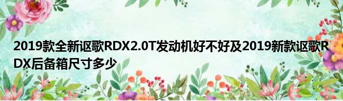 2019款全新讴歌RDX2.0T发动机好不好及2019新款讴歌RDX后备箱尺寸多少