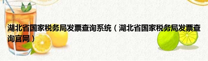 湖北省国家税务局发票查询系统（湖北省国家税务局发票查询官网）