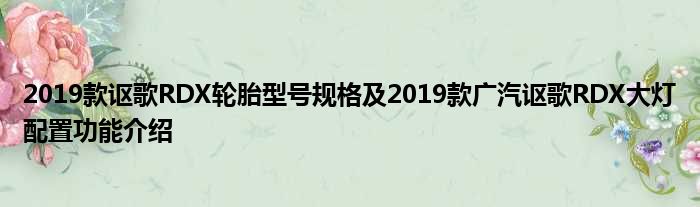 2019款讴歌RDX轮胎型号规格及2019款广汽讴歌RDX大灯配置功能介绍