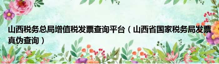 山西税务总局增值税发票查询平台（山西省国家税务局发票真伪查询）