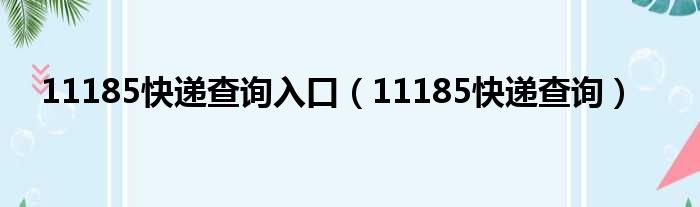 11185快递查询入口（11185快递查询）