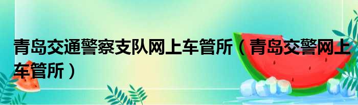 青岛交通警察支队网上车管所（青岛交警网上车管所）