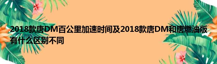 2018款唐DM百公里加速时间及2018款唐DM和唐燃油版有什么区别不同