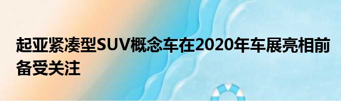 起亚紧凑型SUV概念车在2020年车展亮相前备受关注