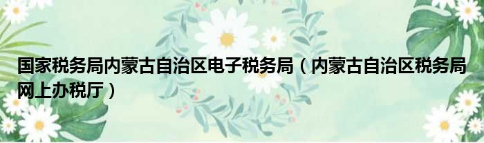 国家税务局内蒙古自治区电子税务局（内蒙古自治区税务局网上办税厅）