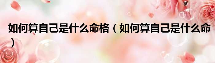 如何算自己是什么命格（如何算自己是什么命）