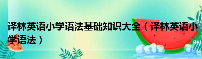 译林英语小学语法基础知识大全（译林英语小学语法）