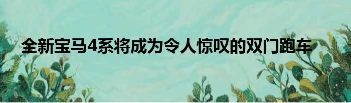 全新宝马4系将成为令人惊叹的双门跑车