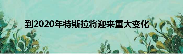 到2020年特斯拉将迎来重大变化