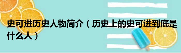 史可进历史人物简介（历史上的史可进到底是什么人）