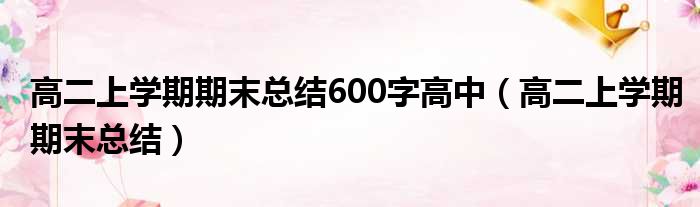 高二上学期期末总结600字高中（高二上学期期末总结）