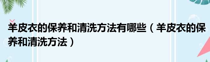 羊皮衣的保养和清洗方法有哪些（羊皮衣的保养和清洗方法）