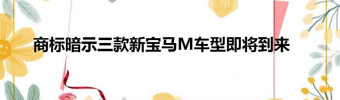 商标暗示三款新宝马M车型即将到来