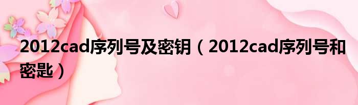 2012cad序列号及密钥（2012cad序列号和密匙）