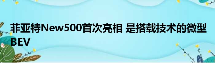 菲亚特New500首次亮相 是搭载技术的微型BEV