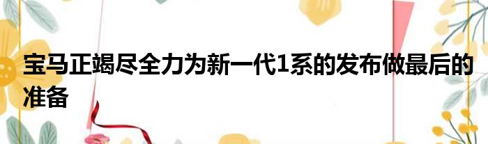 宝马正竭尽全力为新一代1系的发布做最后的准备