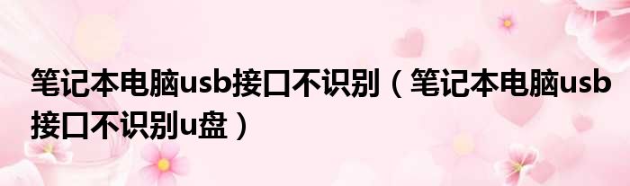 笔记本电脑usb接口不识别（笔记本电脑usb接口不识别u盘）