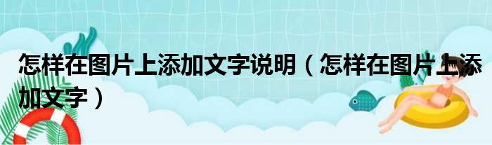 怎样在图片上添加文字说明（怎样在图片上添加文字）