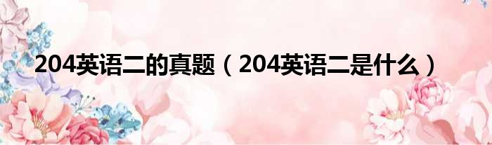 204英语二的真题（204英语二是什么）