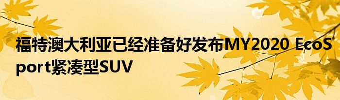 福特澳大利亚已经准备好发布MY2020 EcoSport紧凑型SUV