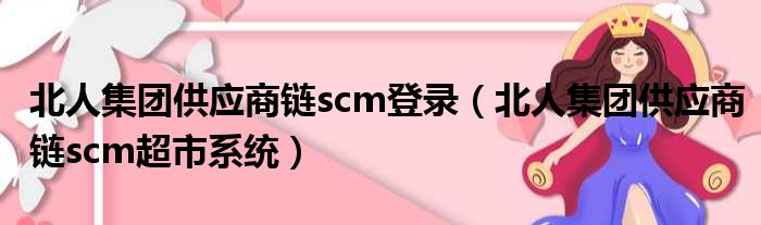 北人集团供应商链scm登录（北人集团供应商链scm超市系统）