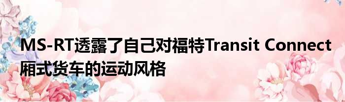 MS-RT透露了自己对福特Transit Connect厢式货车的运动风格