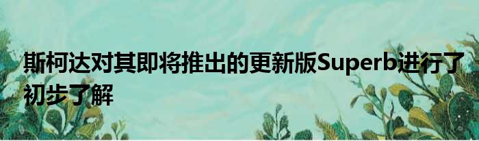 斯柯达对其即将推出的更新版Superb进行了初步了解