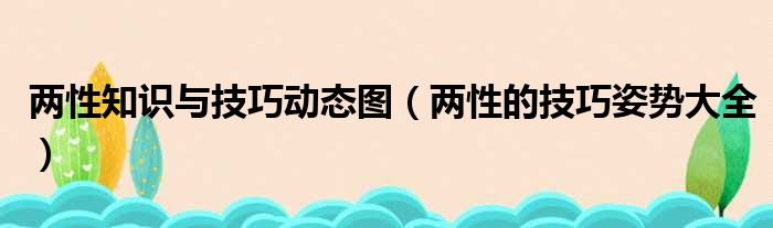 两性知识与技巧动态图（两性的技巧姿势大全）